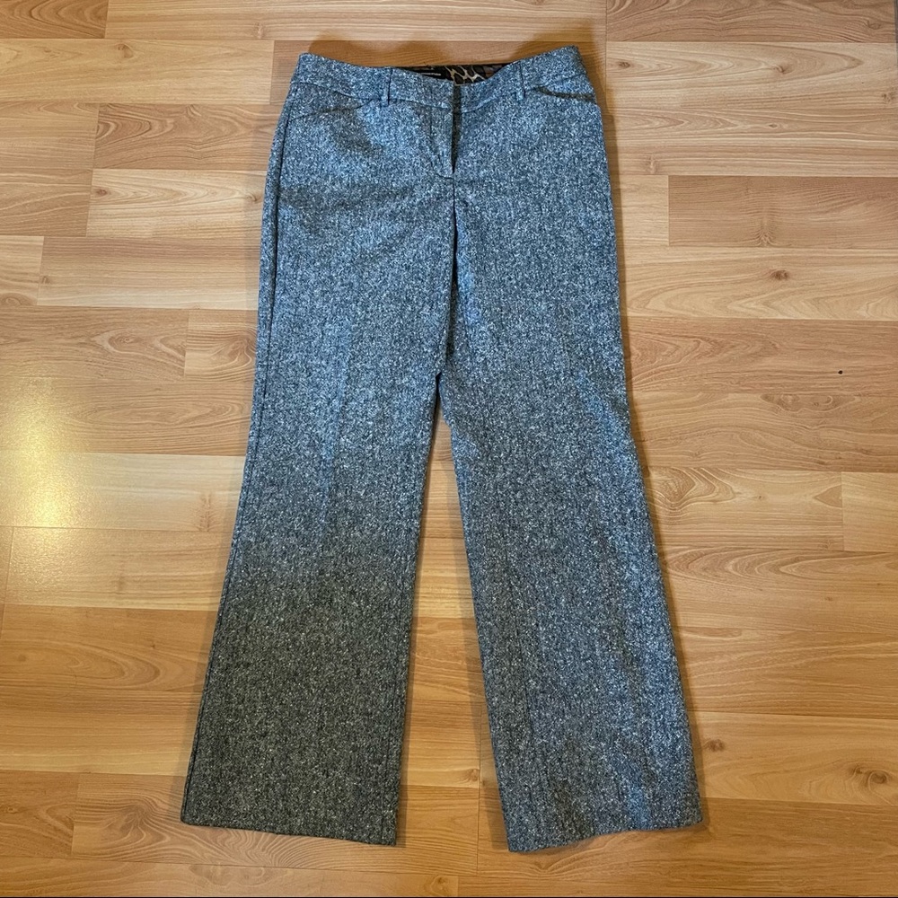 WOMENS EXPRESS DESIGN STUDIO EDITOR-GRAY WOOL BLEND BOUCLE TWEED DRESS PANTS